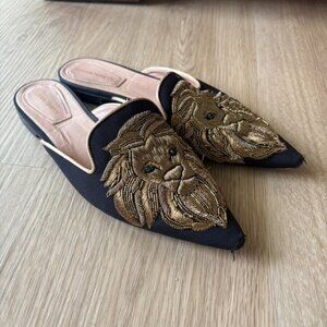 ** Alberta Ferretti Mules Gold Black Size 36